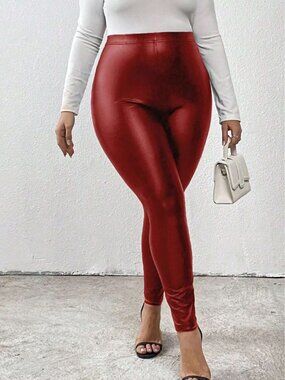 Calvaya Plus Size Women Elastic Anti-Skid Coated Leggings